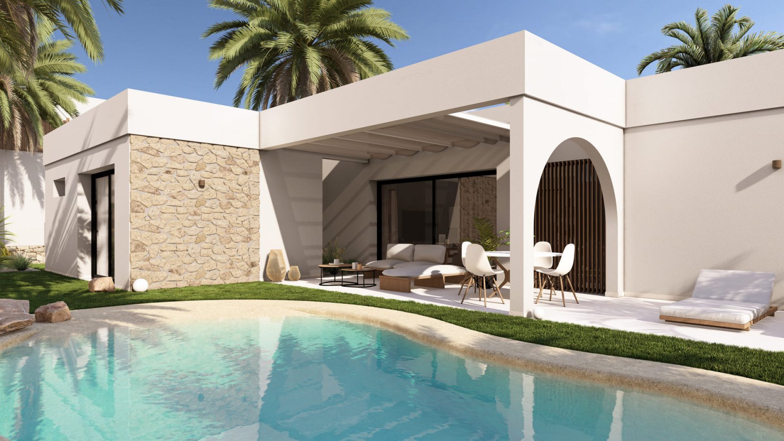  In der charmanten Region Murcia gelegen, bietet diese exklusive Sammlung freistehender Chalets ein außergewöhnliches Wohnumfeld. Jedes ist so gestalt