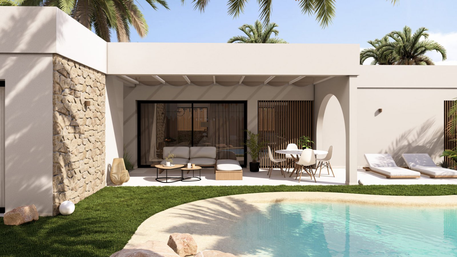  In der charmanten Region Murcia gelegen, bietet diese exklusive Sammlung freistehender Chalets ein außergewöhnliches Wohnumfeld. Jedes ist so gestalt