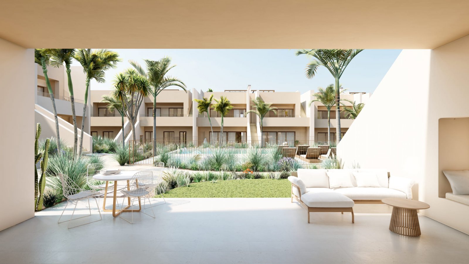 Dieser Wohnkomplex befindet sich auf dem berühmten Golfplatz Roda Golf & Beach Resort in der Nähe der Stadt Los Alcazares und bietet eine Auswahl