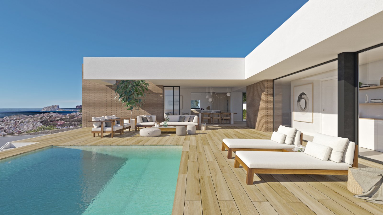  In der exklusiven Gegend von Cumbre del Sol gelegen, bietet diese Villa eine privilegierte Umgebung mit Meerblick. Die Immobilie befindet sich nur 1 
