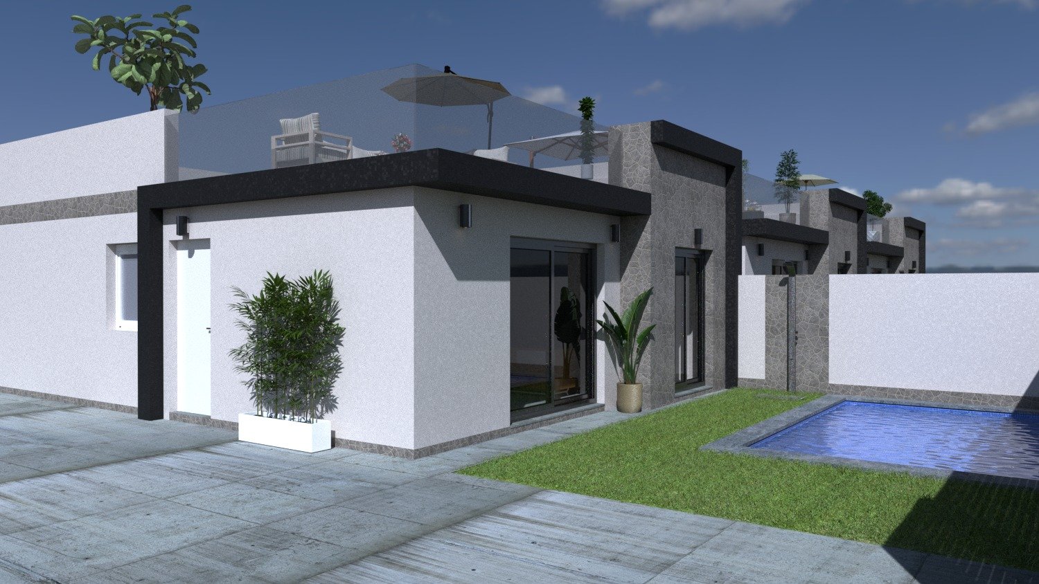 Balsicas:  In der ruhigen Ortschaft Balsicas gelegen, besteht dieses exklusive Immobilienangebot aus drei freistehenden Häusern. Diese Immobilien sind für dieje 