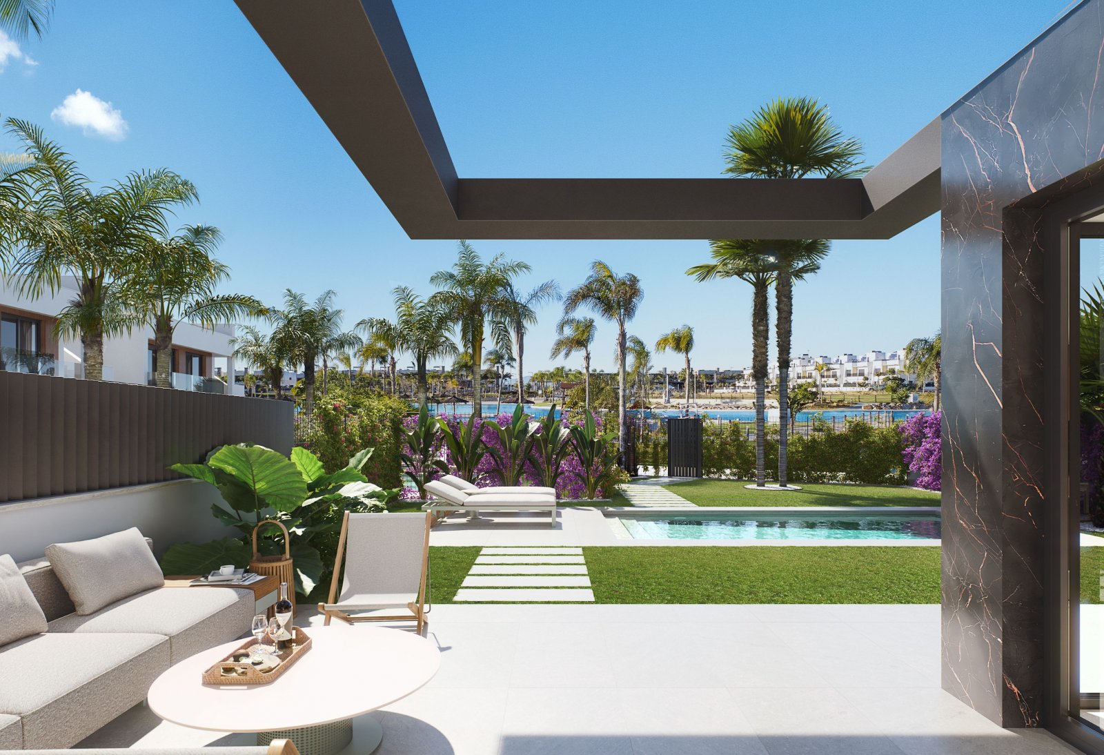  Entdecken Sie die außergewöhnliche Luxusvilla „Capri“ im begehrten Santa Rosalía Lake &amp; Life Resort in Murcia. Eingebettet in eine exklusive Anla