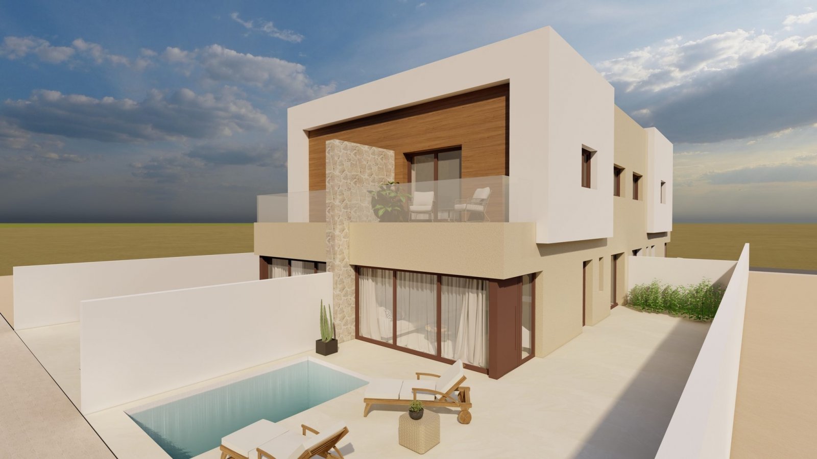 In der charmanten Stadt San Javier gelegen, bieten diese Reihenhäuser eine perfekte Kombination aus Komfort und Funktionalität. Mit insgesamt zwei ve