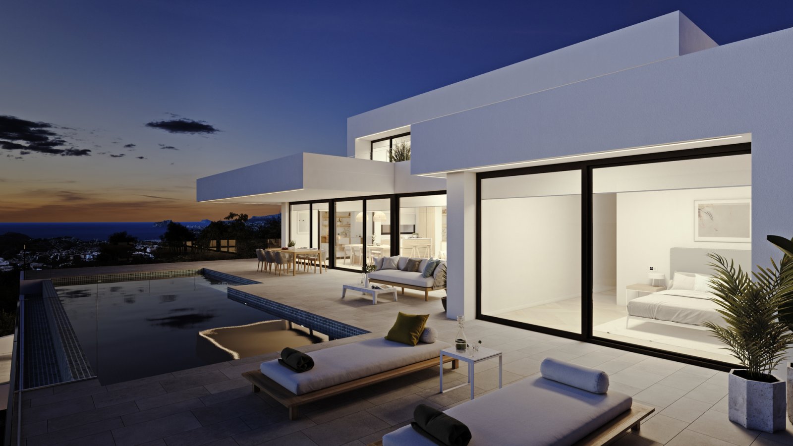  Diese Villa befindet sich in der exklusiven Gegend von Cumbre del Sol und bietet eine privilegierte Umgebung mit Meerblick. Die Immobilie, die für di