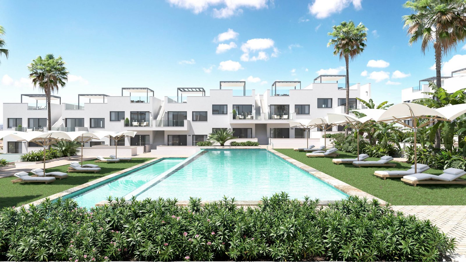 In der charmanten Stadt Torrevieja gelegen, bietet dieser Wohnkomplex eine Auswahl von 34 High-Bungalow- und Low-Bungalow-Immobilien. Diese Wohnungen