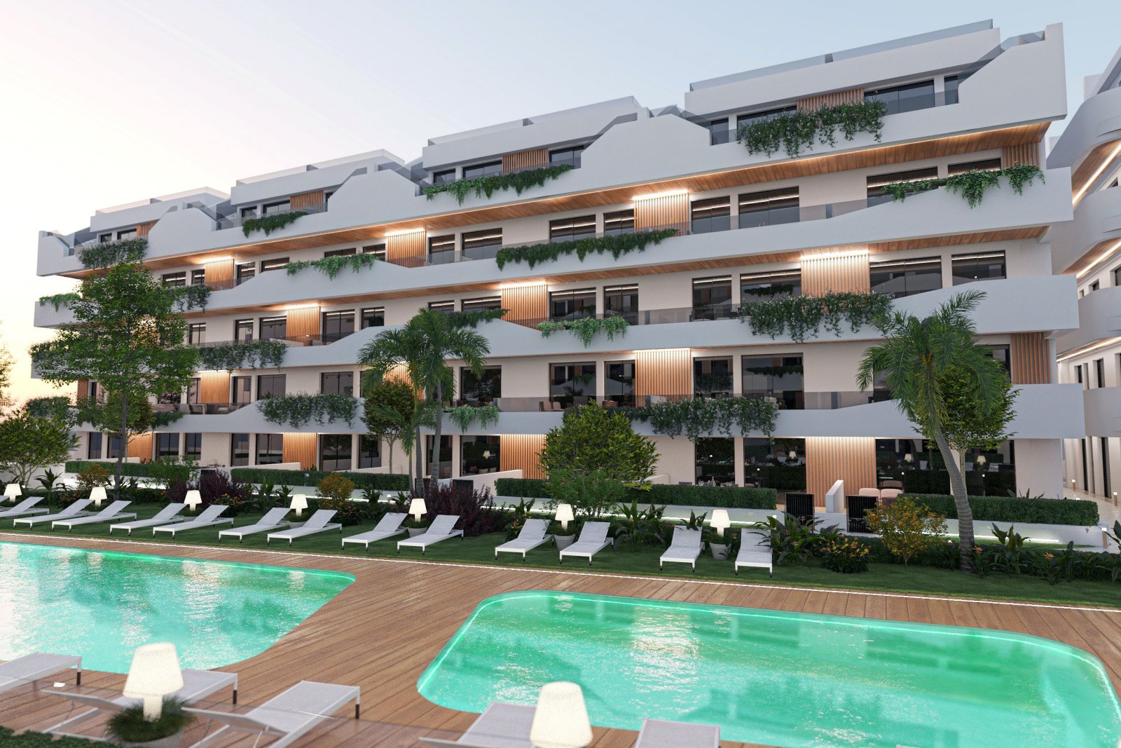 In der charmanten Ortschaft Santiago de la Ribera gelegen, bietet diese Wohnanlage eine Auswahl von 48 Wohnungen, darunter Apartments, Erdgeschosse u