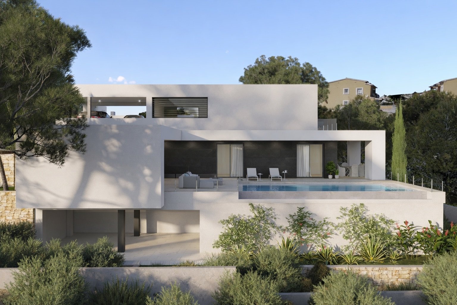  In der exklusiven Gegend von Cumbre del Sol gelegen, bietet diese Villa eine privilegierte Umgebung mit beeindruckendem Meerblick. Entworfen für diej