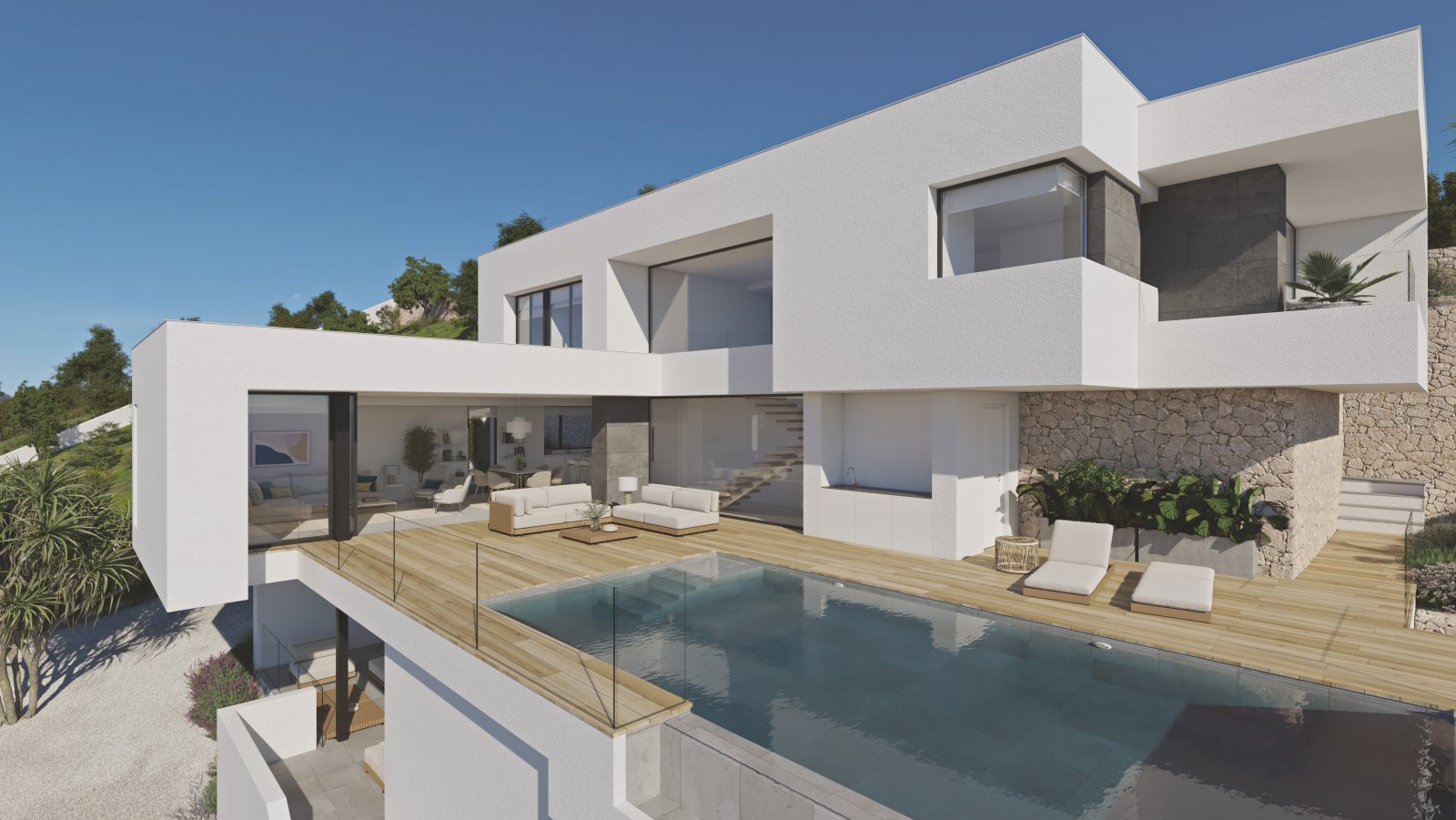 In der exklusiven Gegend von Cumbre del Sol gelegen, bietet diese Villa ein einzigartiges Wohnerlebnis mit Meerblick. Die Immobilie befindet sich nur