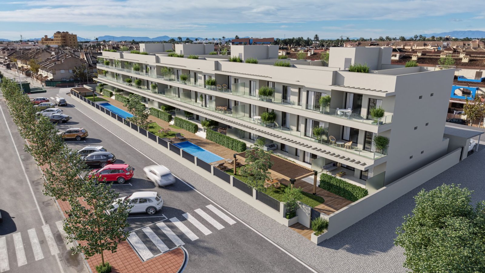 In der charmanten Stadt Los Alcázares gelegen, bietet dieses exklusive Wohnresort eine Auswahl von 34 Wohnungen, darunter Apartments, Erdgeschosse un