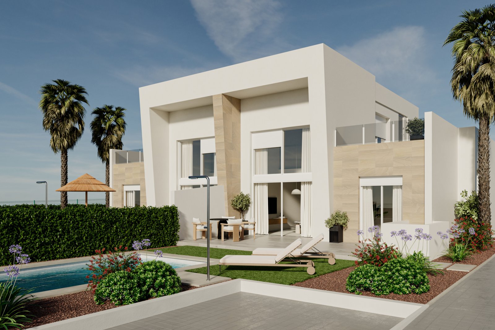 In der prestigeträchtigen Umgebung von La Finca Golf gelegen, bietet diese Wohnanlage eine exklusive Auswahl von 18 Residenzen, verteilt auf Doppelha