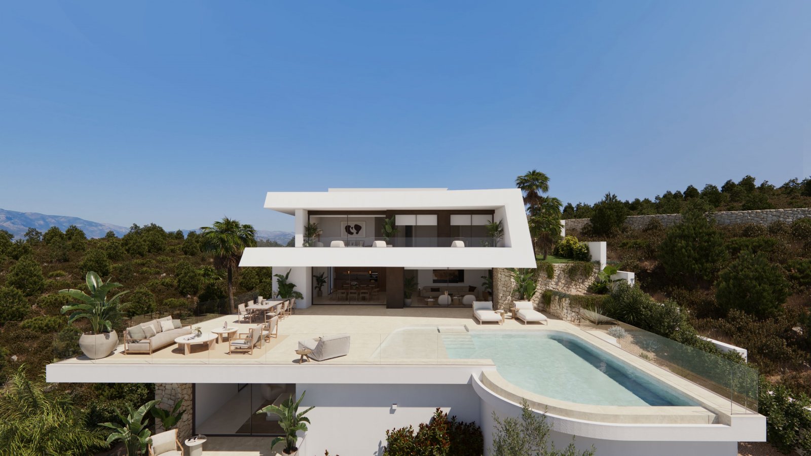 In der exklusiven Gegend von Cumbre del Sol gelegen, bietet diese Villa eine privilegierte Umgebung mit Meerblick. Sie wurde für diejenigen entworfen