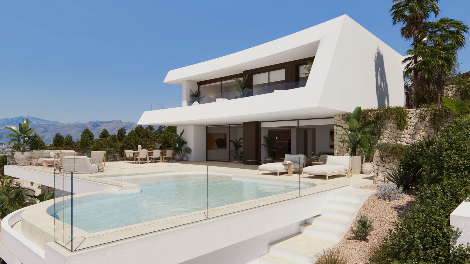  In der exklusiven Gegend von Cumbre del Sol gelegen, bietet diese Villa eine privilegierte Umgebung mit Meerblick. Sie wurde für diejenigen entworfen