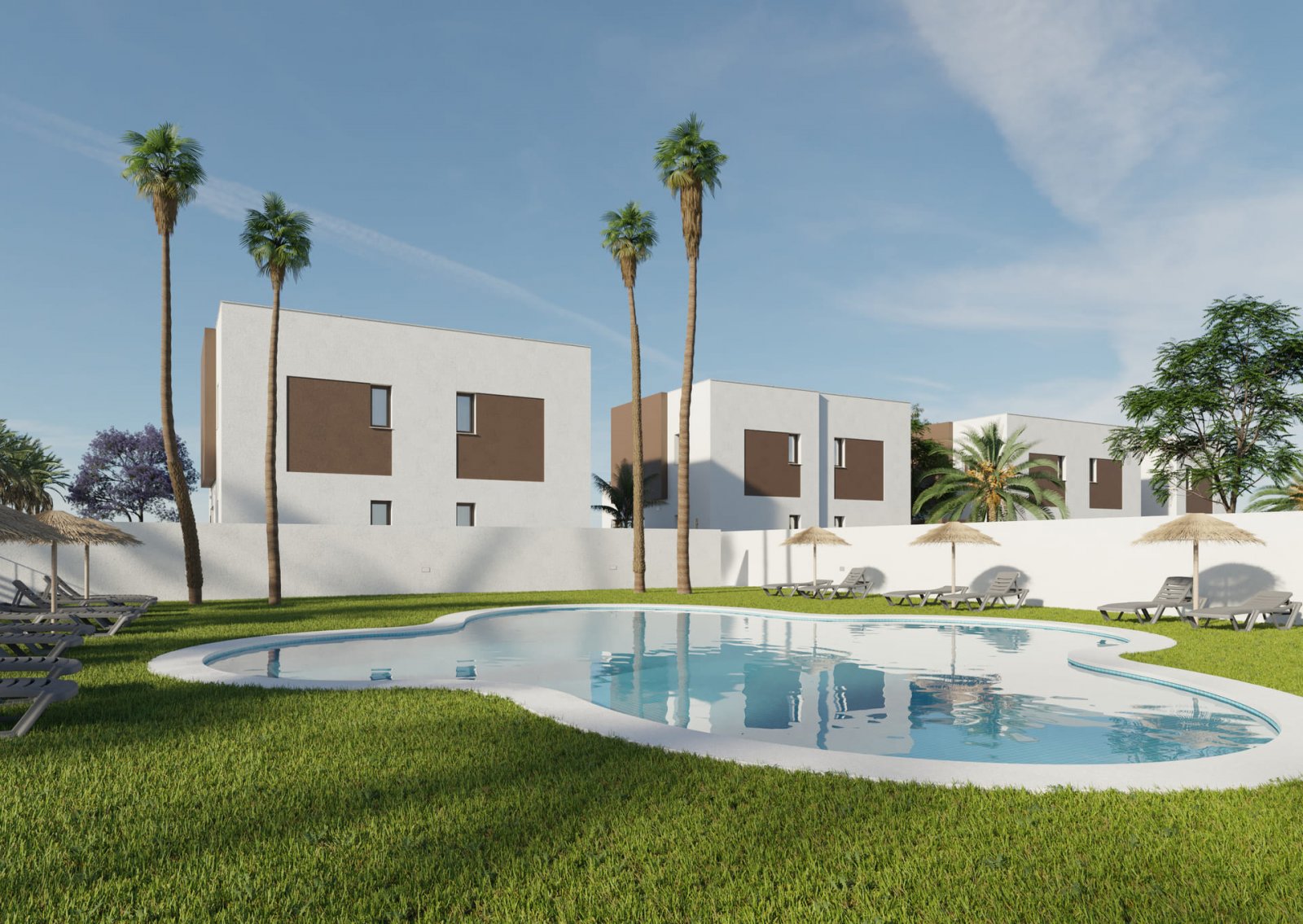 La Marina del Pinet:  In Elche gelegen, bietet diese Wohnanlage eine exklusive Sammlung von Reihenhäusern, die für maximalen Komfort und Funktionalität entworfen wurden. J 