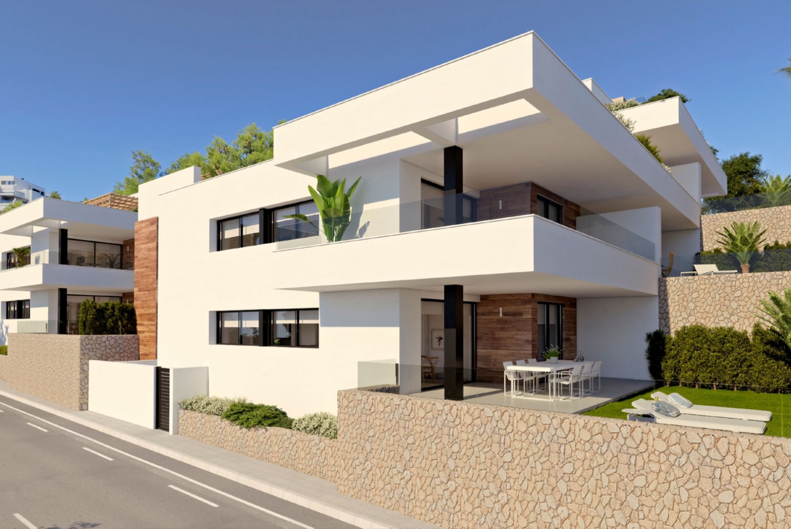 In der exklusiven Gegend von Cumbre del Sol gelegen, bietet diese Wohnanlage eine Auswahl von 11 Immobilien, darunter Apartments, Erdgeschosse und Pe