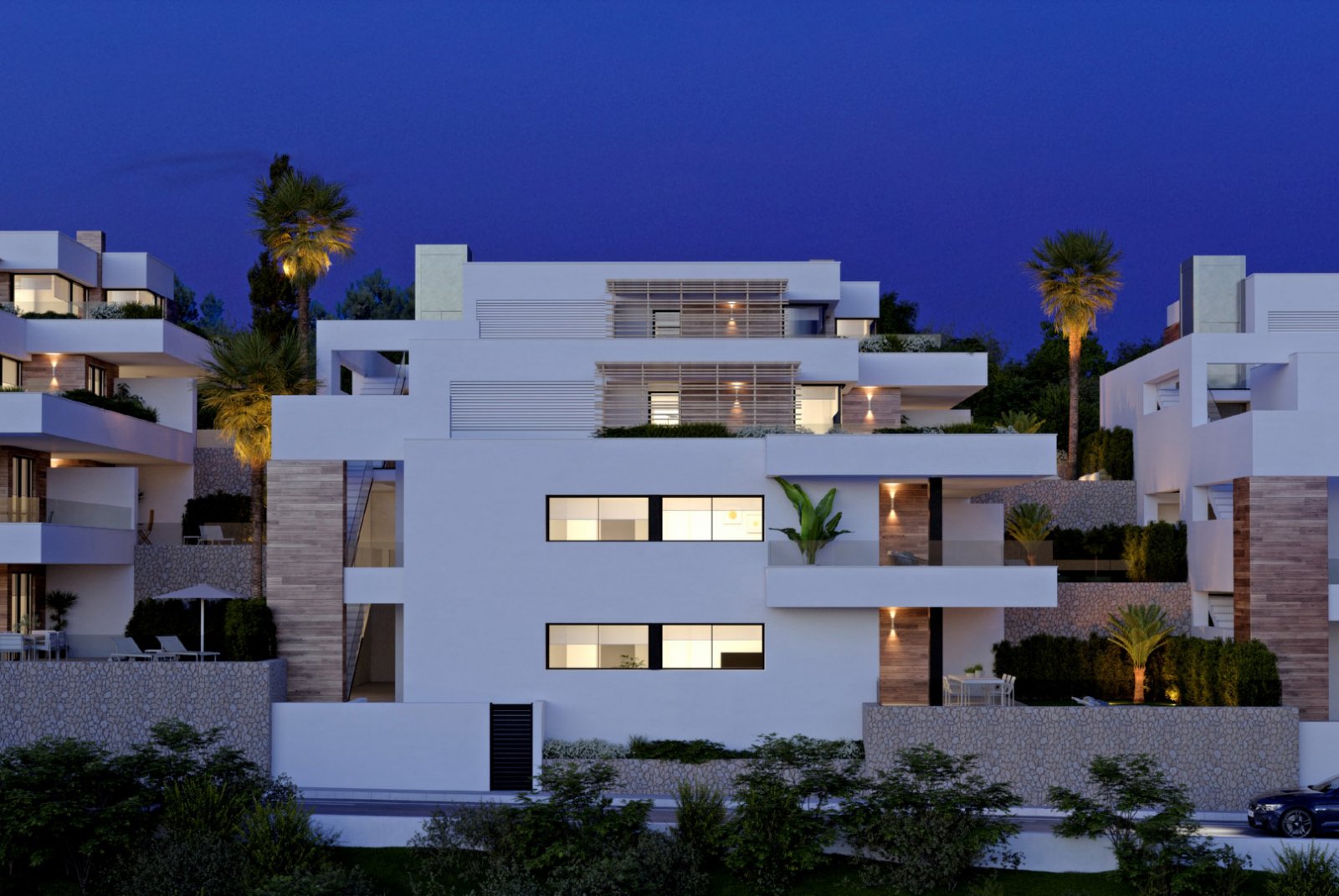 In der exklusiven Gegend von Cumbre del Sol gelegen, bietet diese Wohnanlage eine Auswahl von 11 Immobilien, darunter Apartments, Erdgeschosse und Pe