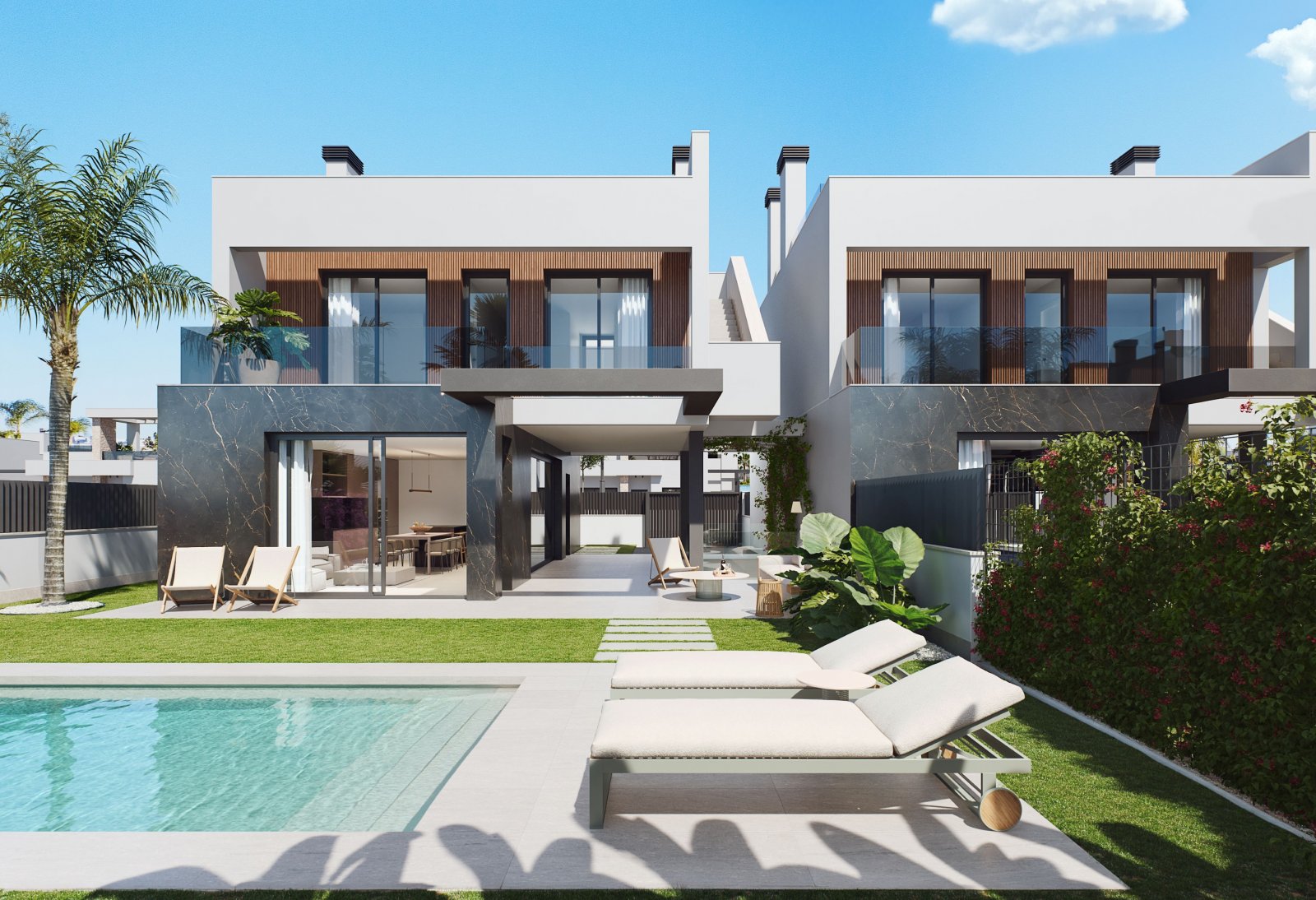 Entdecken Sie die außergewöhnliche Luxusvilla „Capri“ im begehrten Santa Rosalía Lake & Life Resort in Murcia. Eingebettet in eine exklusive Anla