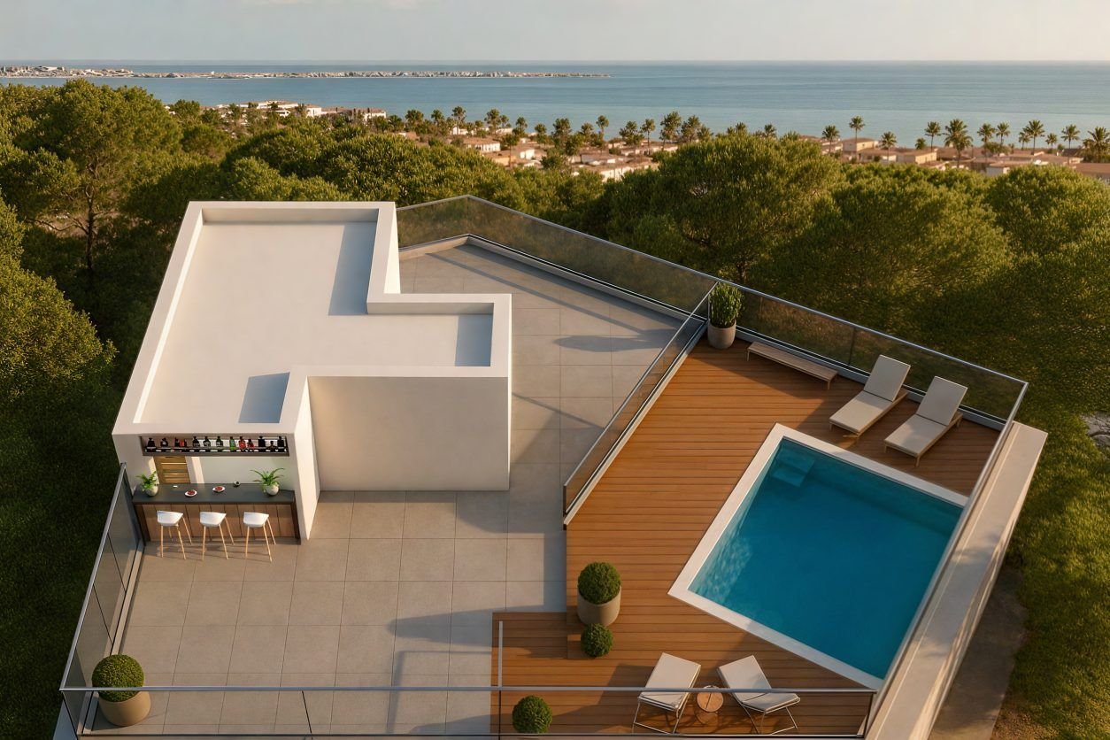 Im charmanten Ort San Pedro del Pinatar gelegen, bietet dieses exklusive Penthouse ein einzigartiges Wohnerlebnis mit beeindruckendem Meerblick. Für