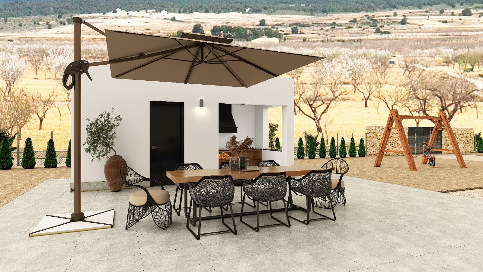 In der charmanten Stadt Pinoso gelegen, bietet dieses freistehende Chalet eine perfekte Kombination aus Komfort und Stil. Mit einer durchdachten Raum