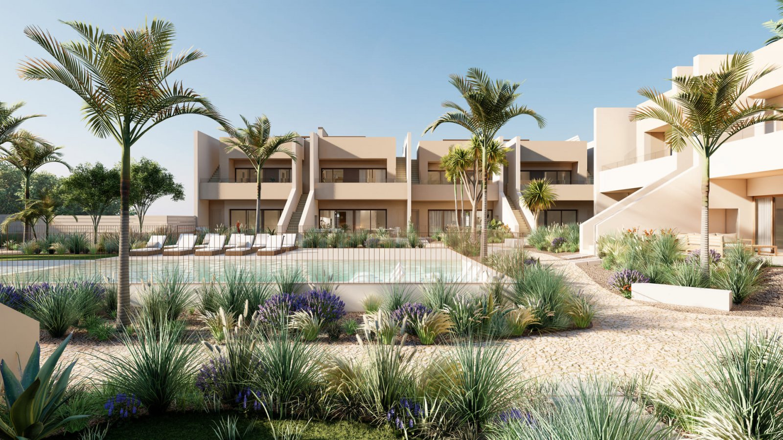 In der charmanten Stadt San Javier gelegen, bietet diese Wohnanlage eine Auswahl von 27 Bungalows, die in zwei Typologien erhältlich sind: High-Bunga