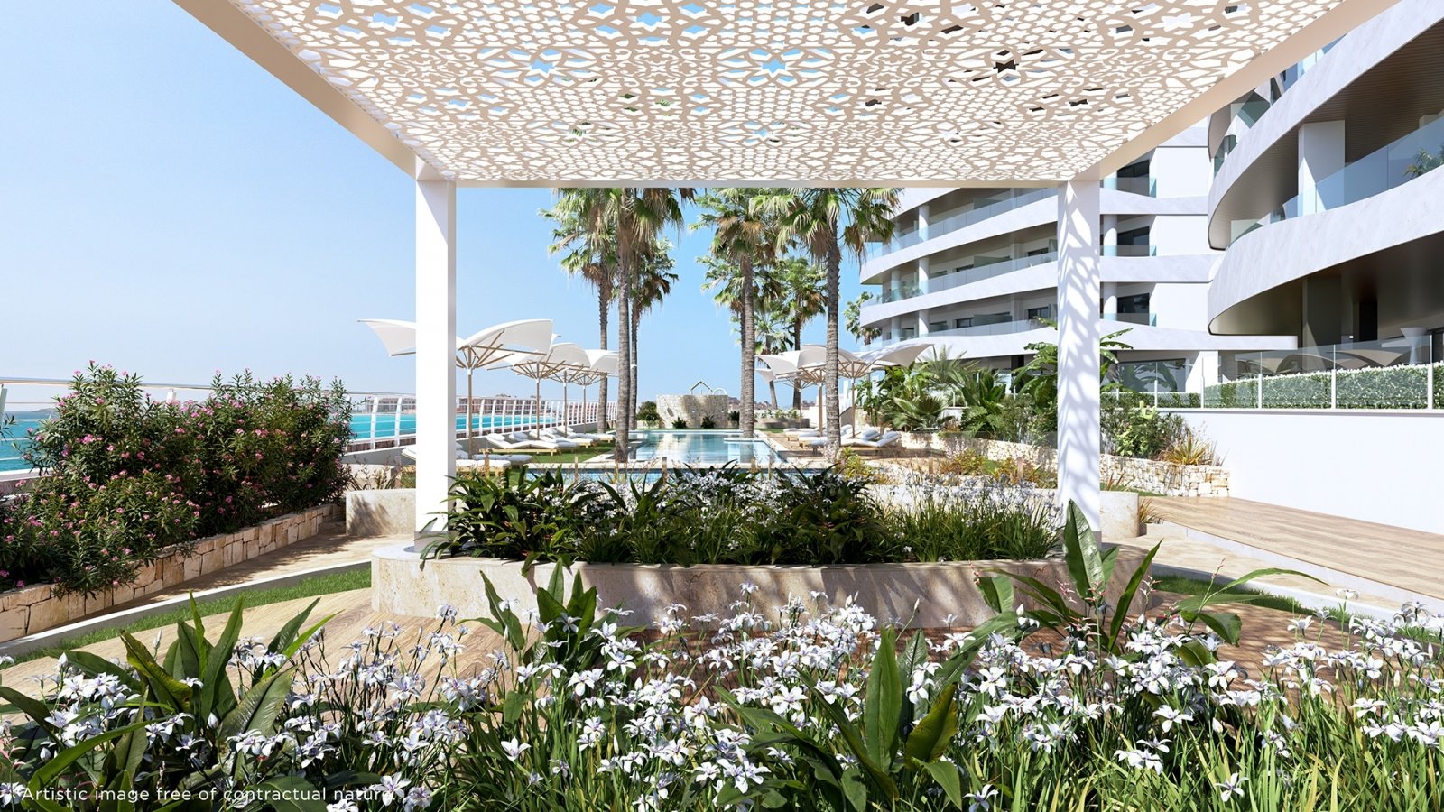  In der exklusiven Gegend von La Manga gelegen, bietet dieser Wohnkomplex ein einzigartiges Wohnerlebnis mit beeindruckendem Meerblick. Mit insgesamt 