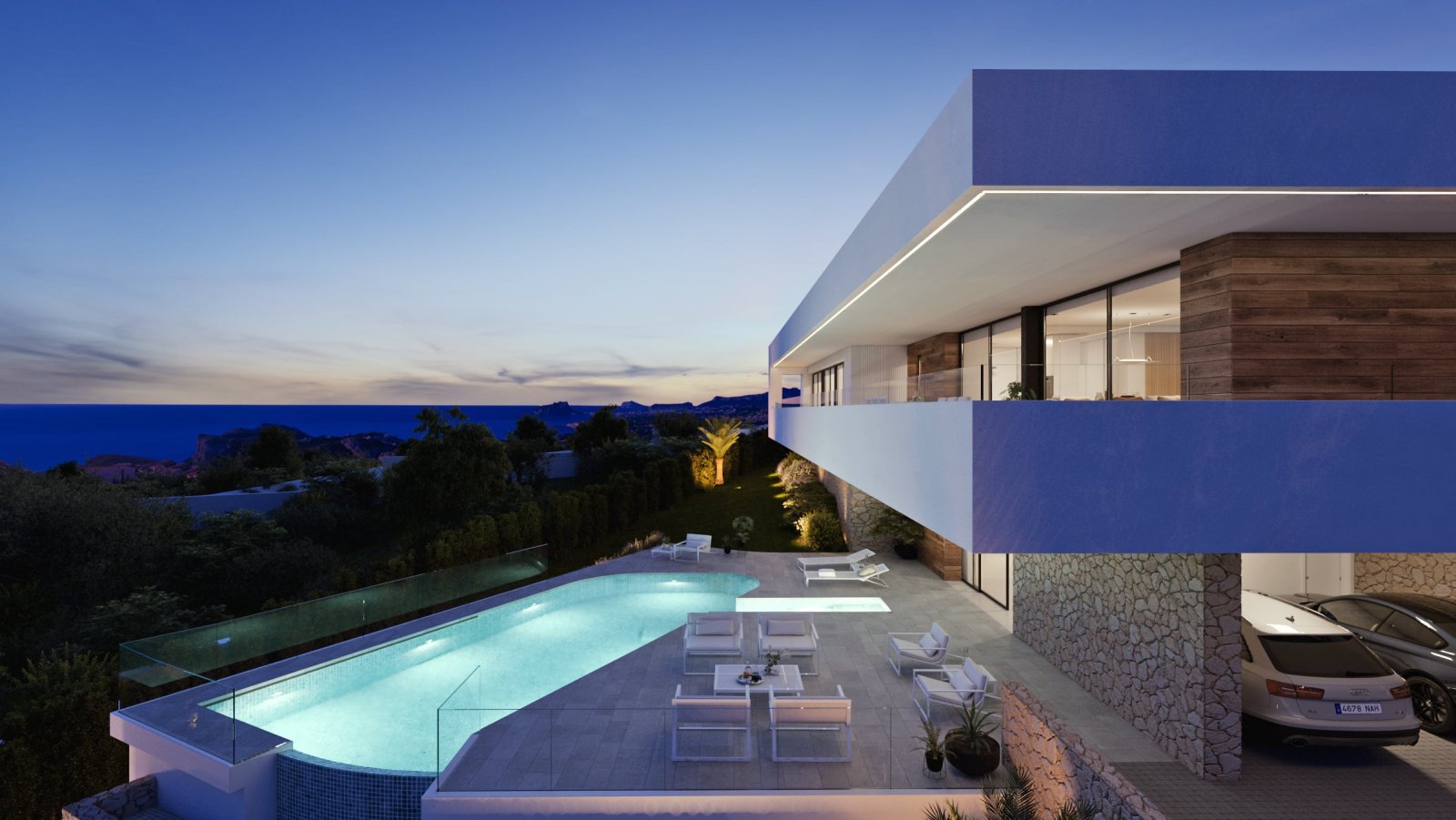 In der exklusiven Gegend von Cumbre del Sol gelegen, bietet diese Villa eine privilegierte Umgebung mit Meerblick. Die Immobilie befindet sich nur 0,