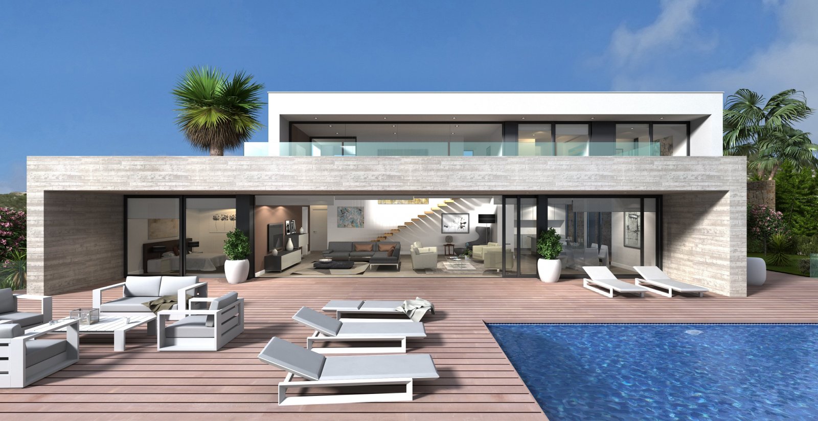 In der exklusiven Gegend von Cumbre del Sol gelegen, bietet diese Villa eine privilegierte Umgebung mit beeindruckendem Meerblick. Entworfen für diej