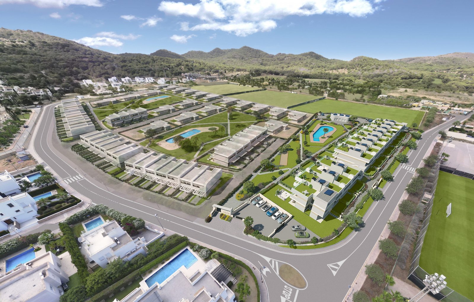 Im prestigeträchtigen Umfeld des La Manga Club gelegen, bietet diese Wohnanlage eine exklusive Auswahl von 19 Bungalows. Entworfen, um die Bedürfniss