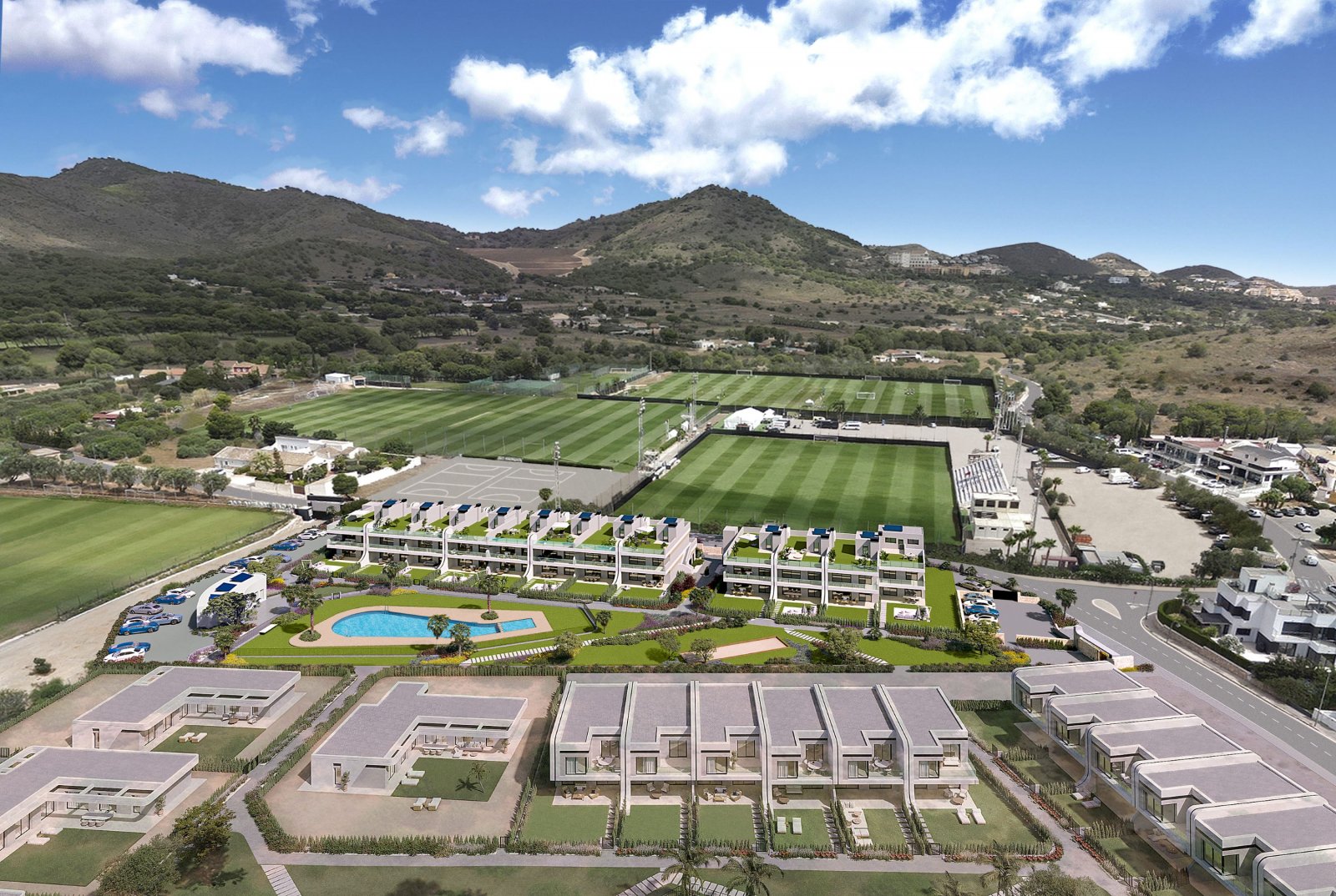 Im prestigeträchtigen Umfeld des La Manga Club gelegen, bietet diese Wohnanlage eine exklusive Auswahl von 19 Bungalows. Entworfen, um die Bedürfniss