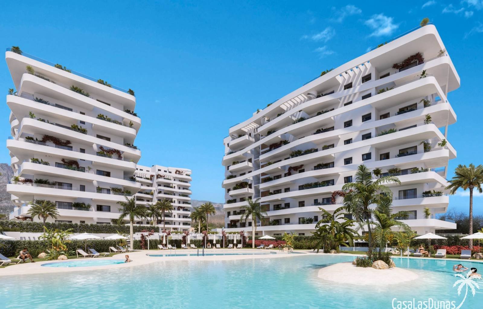 Villajoyosa:  Dieses exklusive Projekt zeichnet sich durch innovative und elegante Architektur aus und umfasst 164 Wohnungen und Penthäuser mit 1, 2 und 3 Schlafzi 