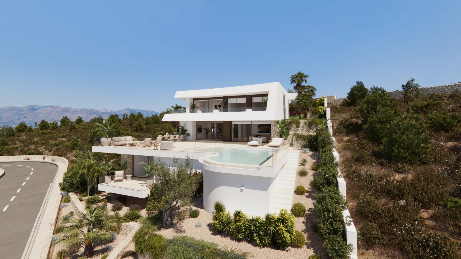 In der exklusiven Gegend von Cumbre del Sol gelegen, bietet diese Villa eine privilegierte Umgebung mit Meerblick. Sie wurde für diejenigen entworfen