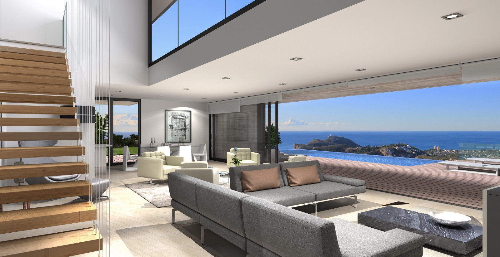 In der exklusiven Gegend von Cumbre del Sol gelegen, bietet diese Villa eine privilegierte Umgebung mit beeindruckendem Meerblick. Entworfen für diej