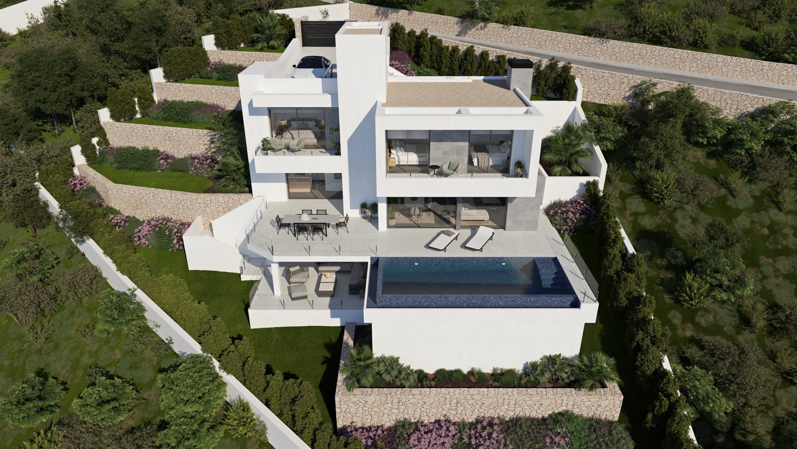 In der exklusiven Gegend von Cumbre del Sol gelegen, bietet diese Villa ein einzigartiges Wohnerlebnis mit Meerblick. Die Immobilie befindet sich nur