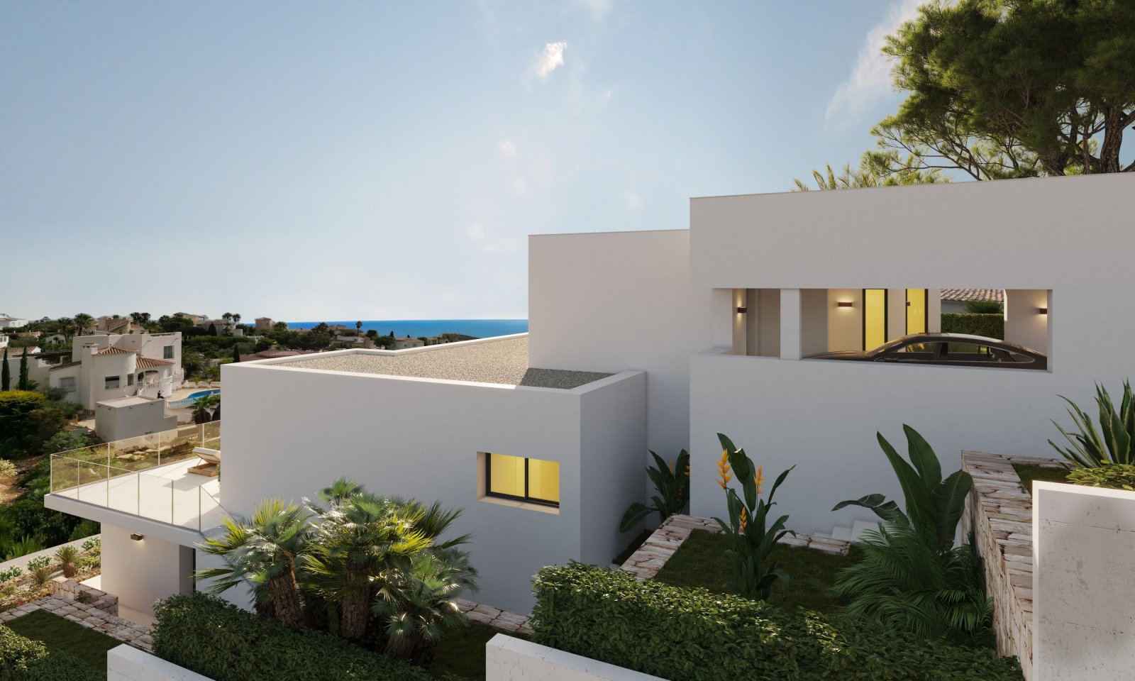 In der exklusiven Gegend von Cumbre del Sol gelegen, bietet diese Villa ein einzigartiges Wohnerlebnis mit beeindruckendem Meerblick. Entworfen für d