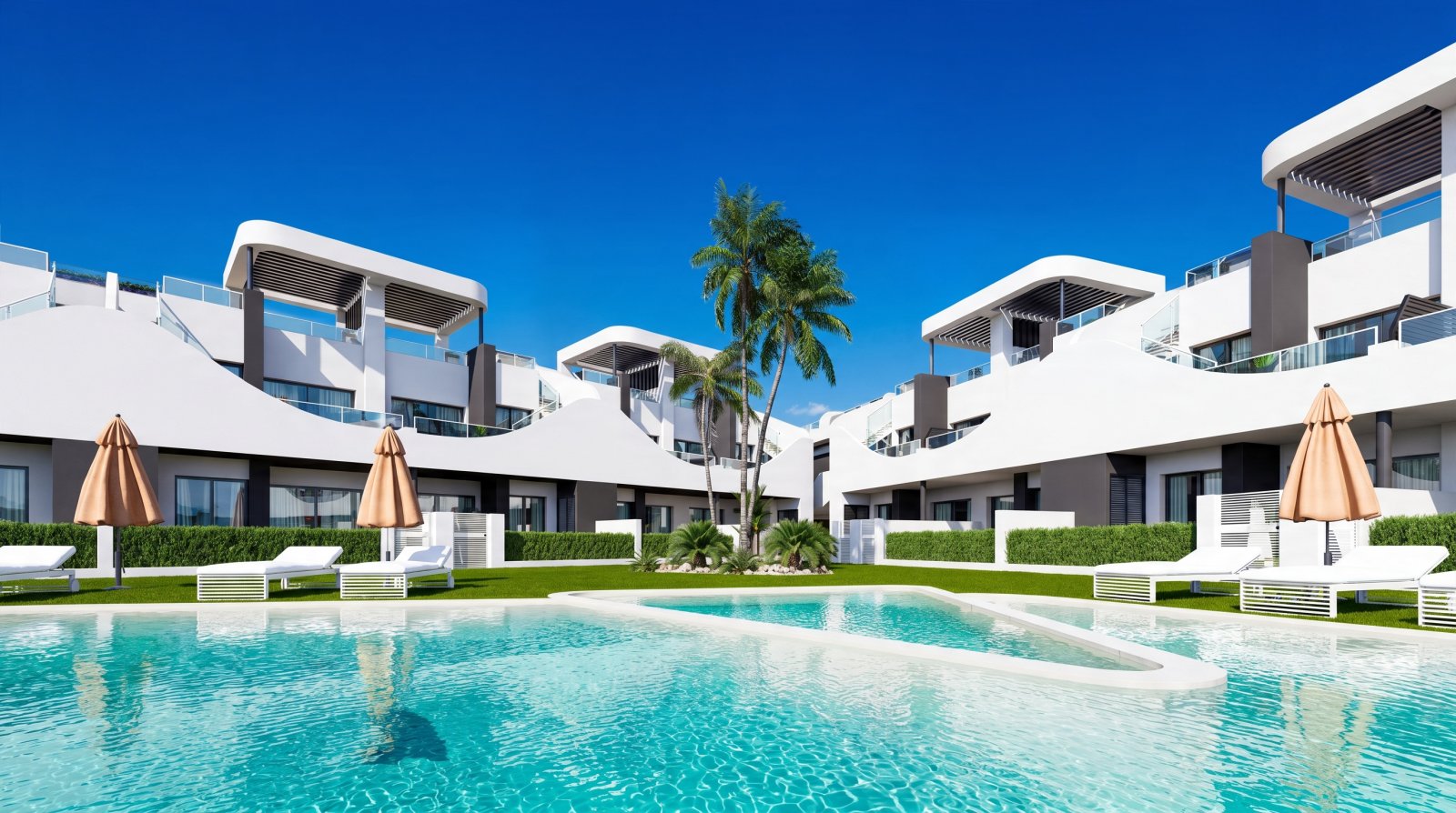  Im charmanten Ort San Fulgencio gelegen, bietet dieser Wohnkomplex eine Auswahl von 12 Bungalows, unterteilt in zwei Typologien: High-Bungalow und Lo