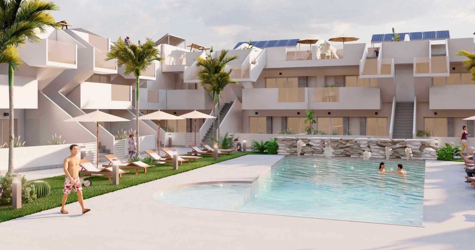 
												NEUBAU BUNGALOWS IN ROLDAN Neubau einer bewachten Wohnanlage mit Bungalowwohnungen in Roldán, Murcia. Diese exklusiven Bungalows sind mit