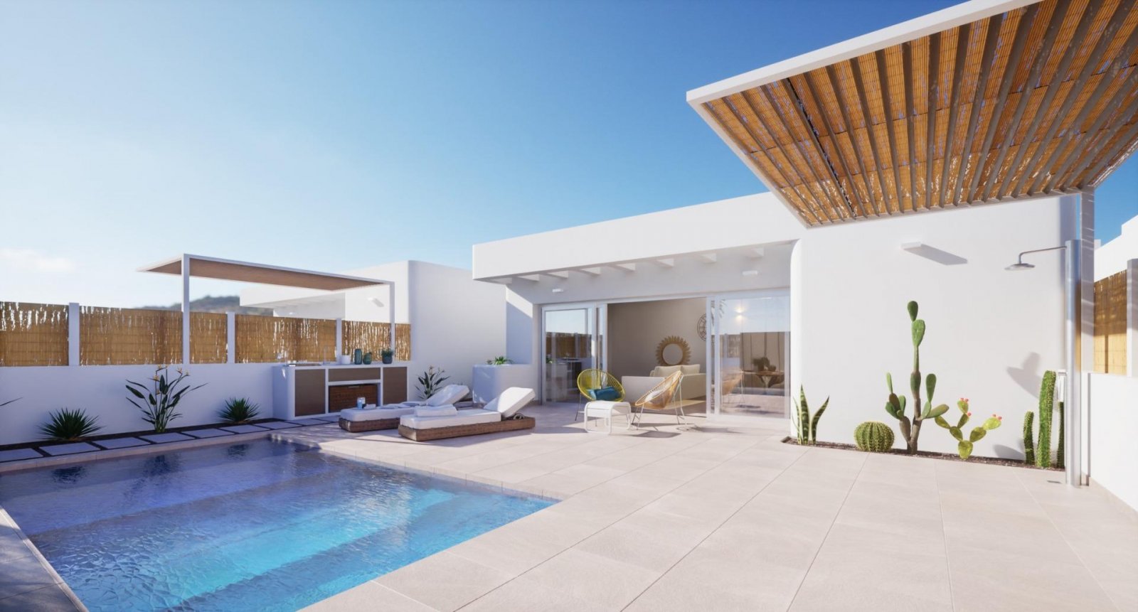 
												NEU GEBAUTE VILLEN IN LOS ALCAZARES Neubau-Villen in Los Alcazares . Ibiza-Stil New Build Villen auf einem unabhängigen Grundstück mit Te
