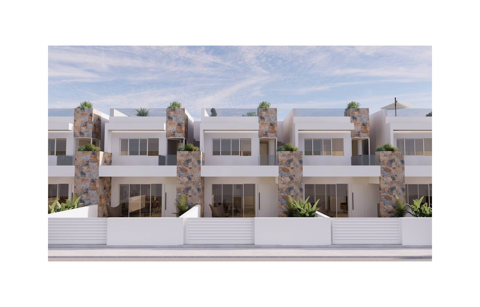  24 luxuriöse Stadthäuser bilden dieses Projekt, eine zeitgenössische Entwicklung in Villamartin, in der Nähe vieler Annehmlichkeiten. Die schönen Str