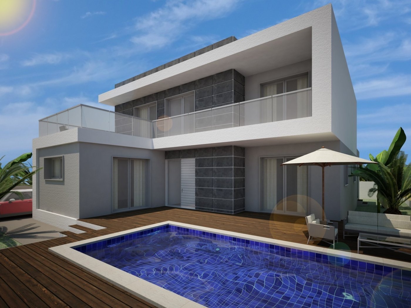 
												NEUBAU, HERRLICHE VILLA IN BENIJOFAR mit Garten und privatem Pool. 
 
Diese Villa im modernen Stil von 134m2 besteht aus einem geräumigen