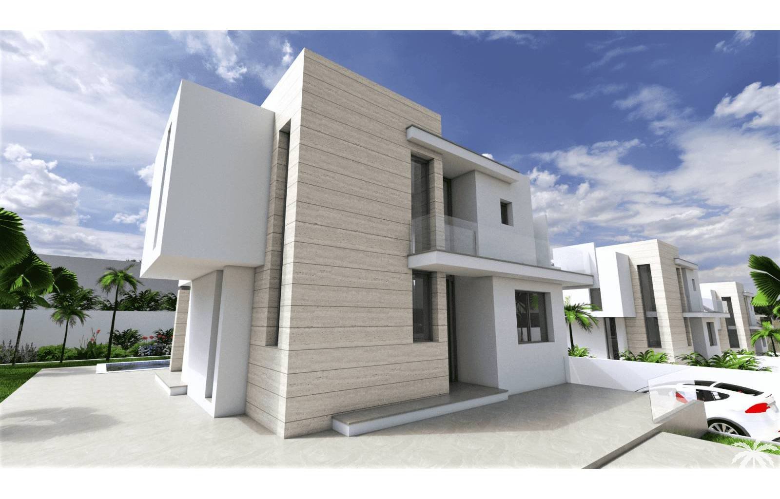  In guter Lage in einer ruhigen Wohngegend von Torrevieja entstehen 3 luxuriöse und moderne Villen. Es gibt 2 Grundstücke mit 385 m² und ein Grundstüc