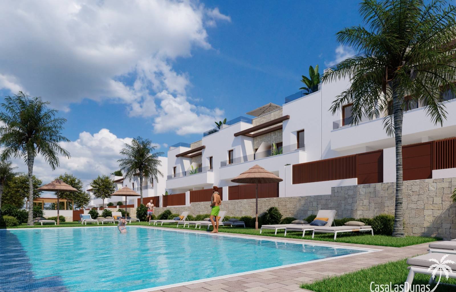  Im Vistabella Golf Resort wird derzeit am nächsten Neubau gearbeitet, der aus einstöckigen Reihenhäusern mit 2 Schlafzimmern (CLD-2916NB), zweistöcki