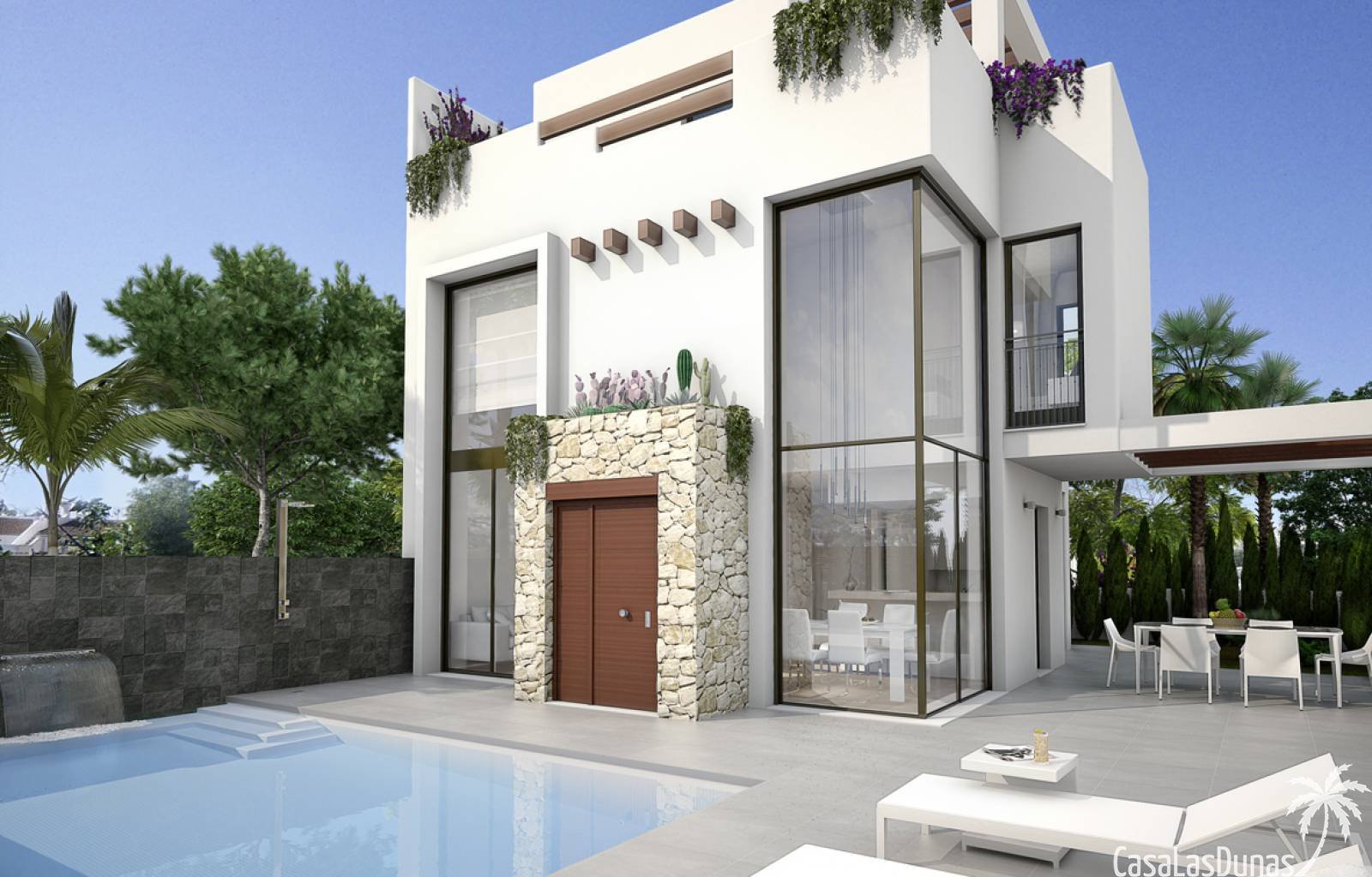  2 wunderschöne Villen mit privatem Pool auf einem Grundstück von nicht weniger als 440 m2. Für einen besonders schönen Effekt verfügt das Haus über e