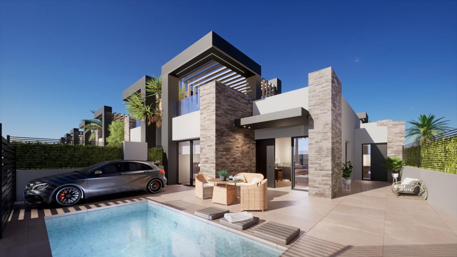 
												MODERNE NEU GEBAUTE VILLEN IN SAN FULGENCIO - 

Schöne 87m2 moderne Villa auf einer Ebene und besteht aus 3 Schlafzimmern, 2 Bädern, eine