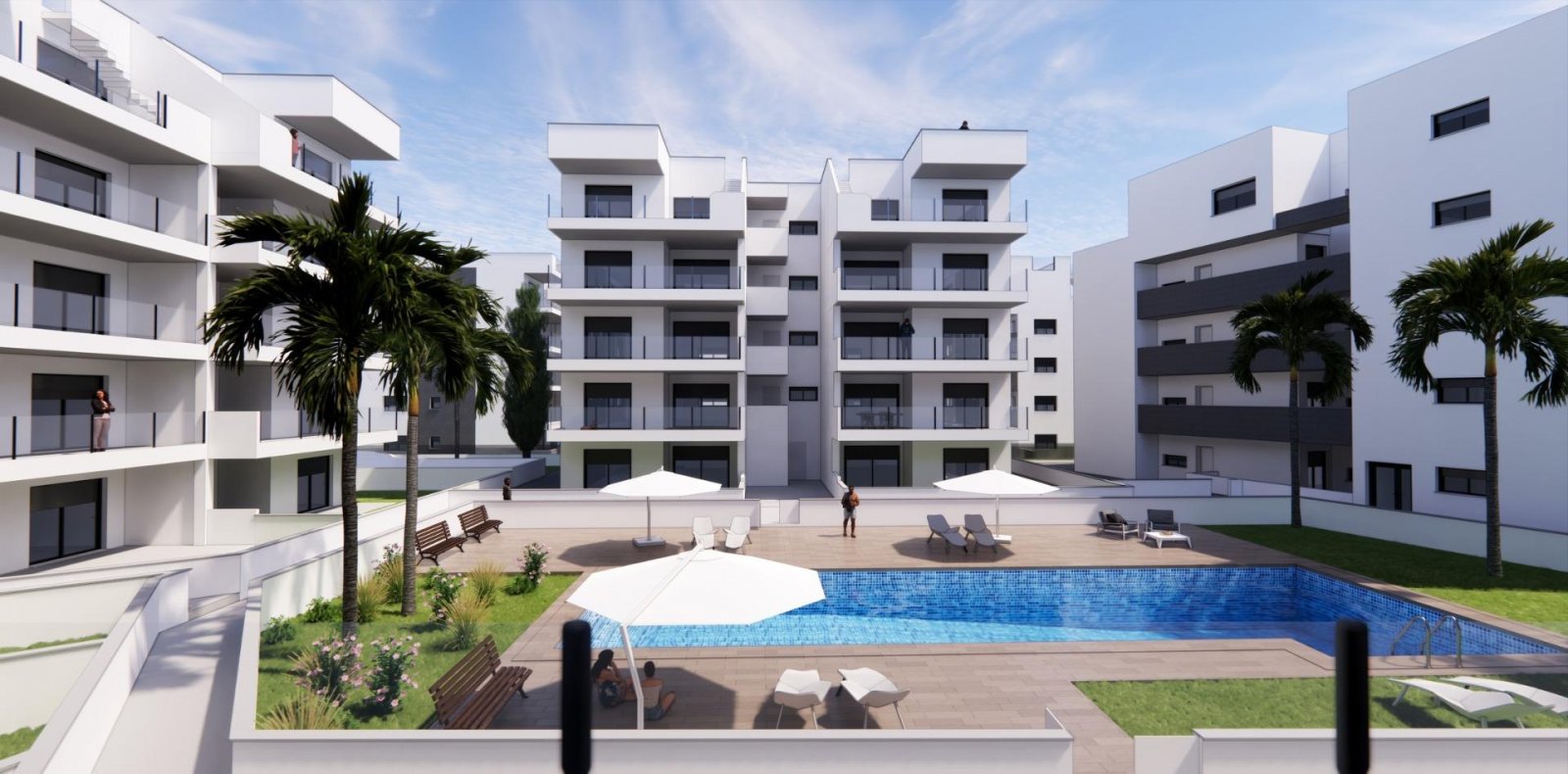 
												NEU GEBAUTE WOHNANLAGE IN EURO RODA Neubau-Wohnanlage mit 3 Blöcken, großen Grünflächen, Schwimmbädern und Spielplätzen. Gelegen in der s