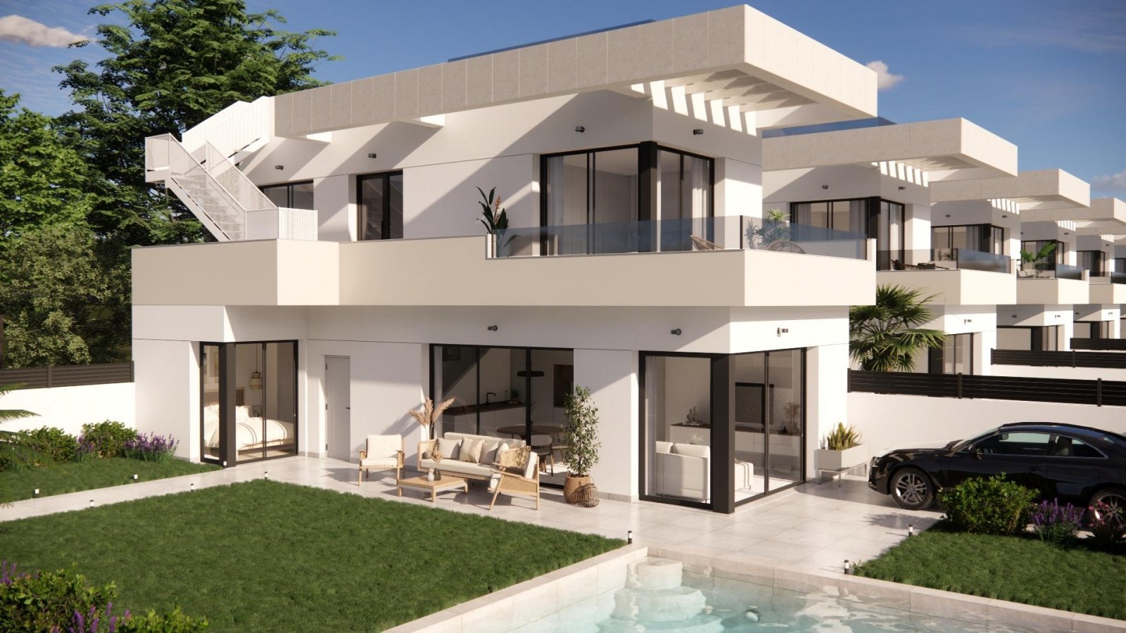 
												NEU GEBAUTE DOPPELHAUSHÄLFTEN IN LOS MONTESINOS Residenz von 12 Neubau-Doppelhaushälften in Los Montesinos, La Herrada. Moderne Villen mi