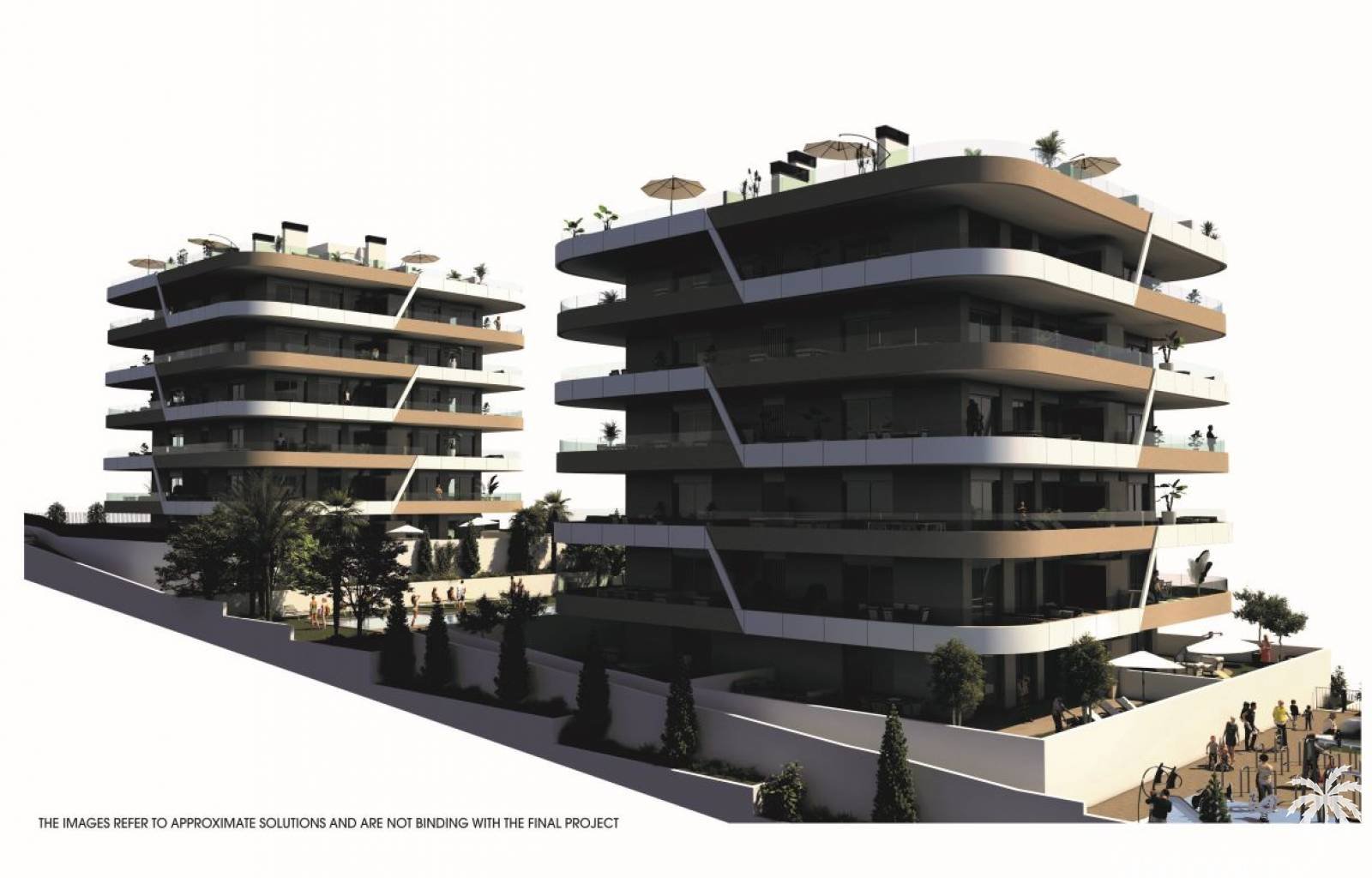  Die Apartments in Arenelas del Sol verfügen über zwei oder drei Schlafzimmer, zwei Badezimmer und großzügige Sonnenterrassen. Das Solarium in den obe