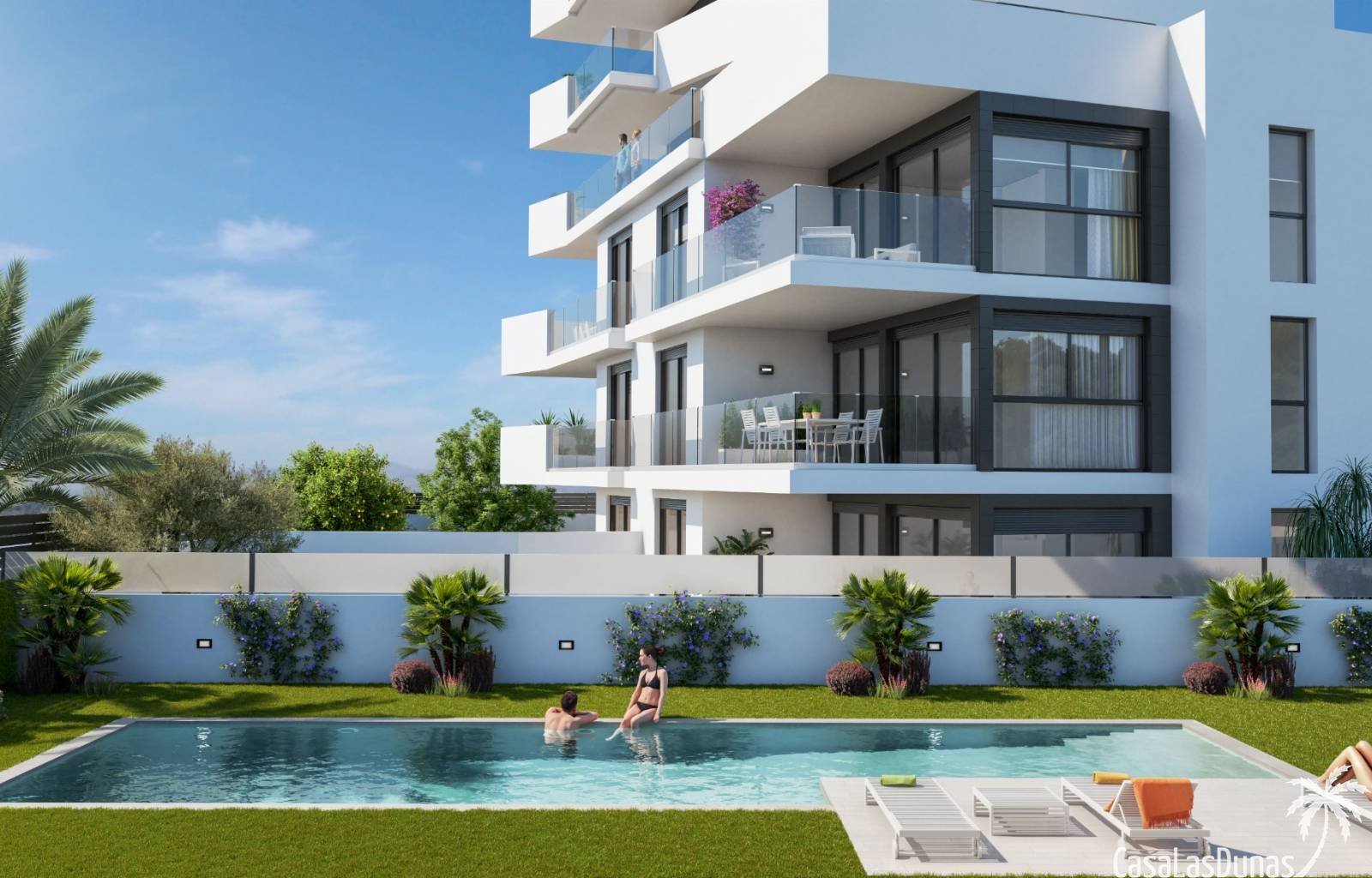  Dieser moderne Apartmentkomplex entsteht im wunderschönen Badeort Guardamar Del Segura an der Costa Blanca. Dies sind geräumige Häuser mit 3 Schlafzi
