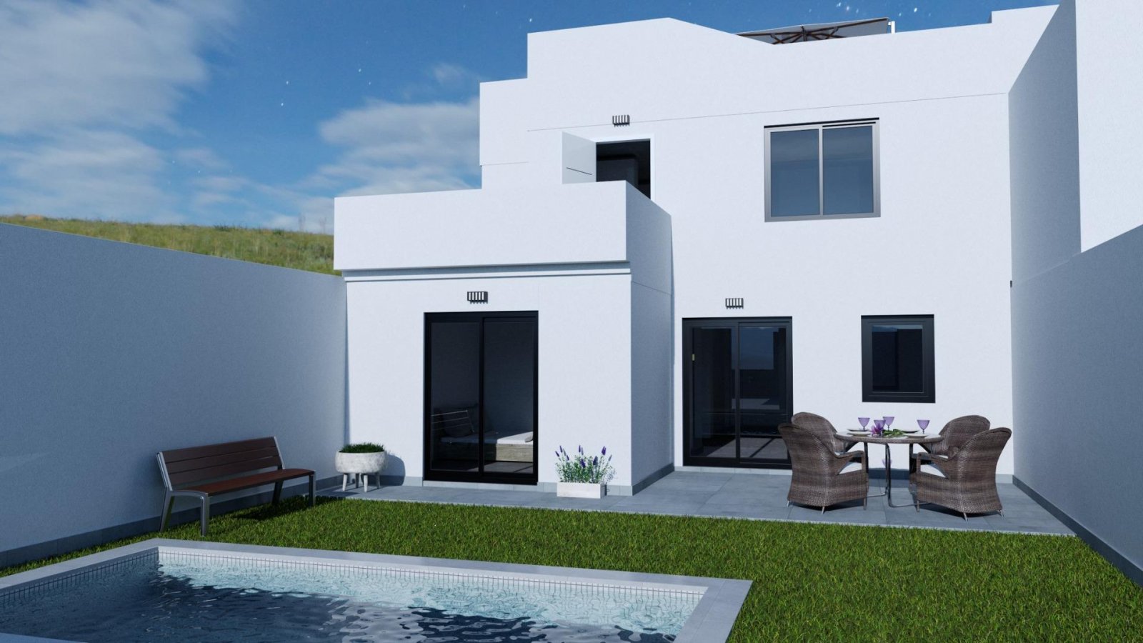 
												NEUGEBAUTE ANLAGE IN LOS BELONES, LA MANGA MAR MENOR

Luxuriöser Neubaukomplex mit 5 Immobilien (3 Stadthäuser und 2 Villen) mit privatem