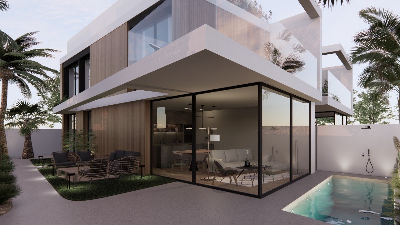
												WUNDERSCHÖNE NEUBAU-VILLA IN TORRE DE LA HORADADA mit privatem Pool und Garten, nur 300m vom Strand entfernt.
 
Diese 130m2 Villa ist auf