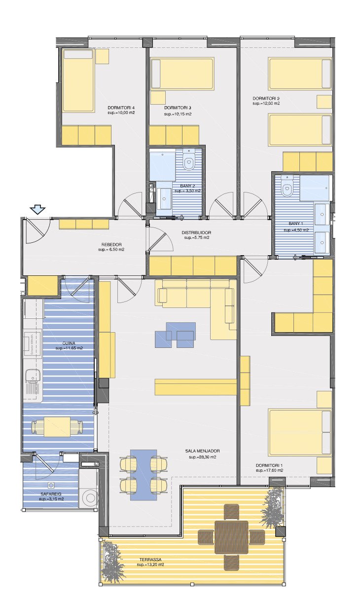 Dieses prächtige Apartment besticht durch sein Design, seine großzügigen Räume und Energieeffizienz. Es befindet sich in einem modernen Gebäude aus En