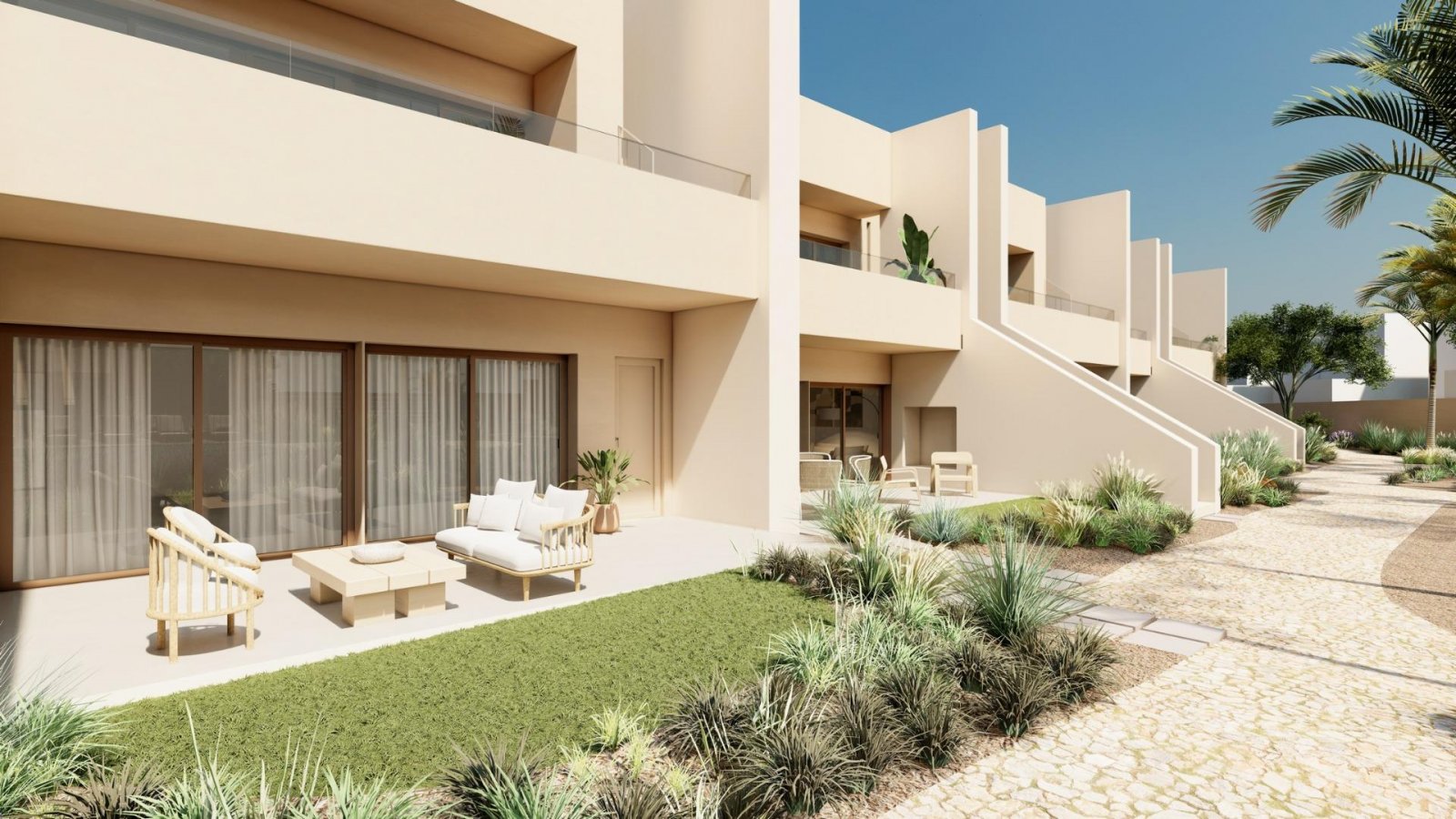 NEU GEBAUTE BUNGALOWS IN RODA GOLF
Die neue Wohnanlage befindet sich auf einem nach Süden ausgerichteten Grundstück im renommierten Roda